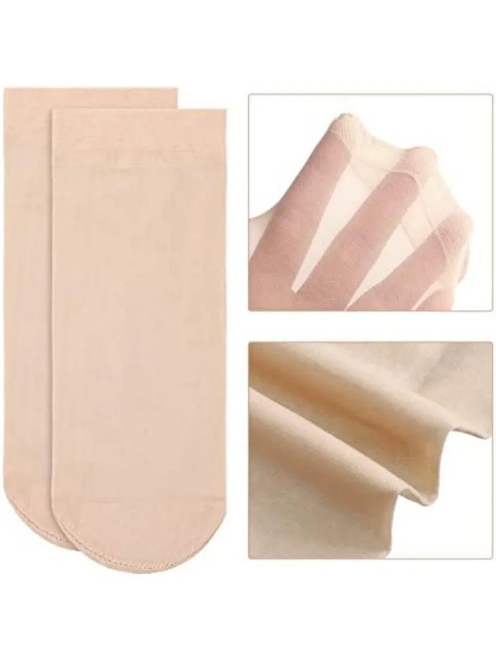 100 Pairs Women's Sheer Nylon Ankle Socks - Skin Tone Hosiery, Bulk Pack